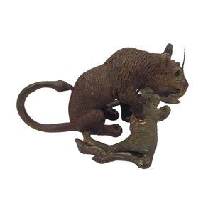 Vintage Cast Iron Wildlife Art Wall Hook Lion Tiger Deer Water Buffalo Hunter